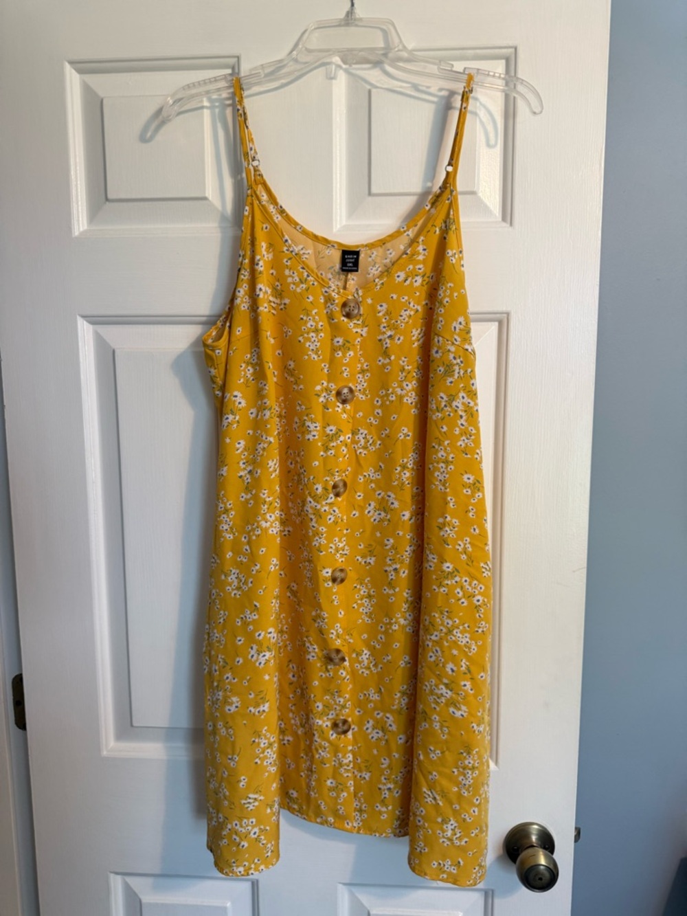 SHEIN Yellow Floral Button-Front Mini Dress